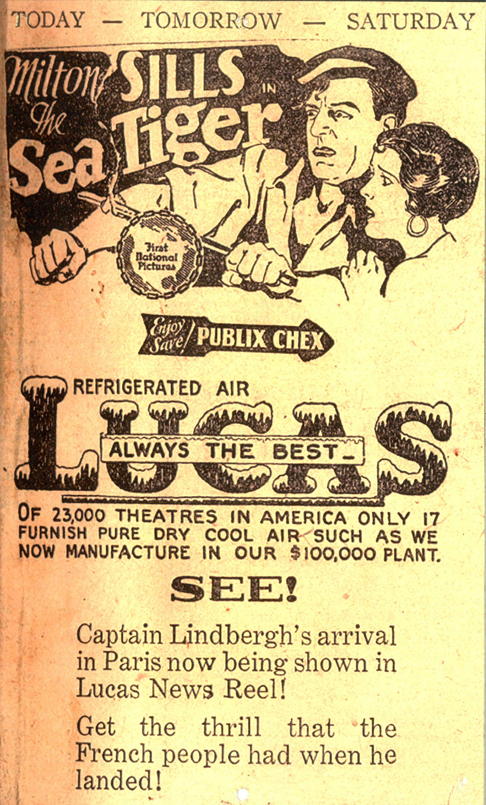 Lucas Theater refrigerated air ad 1927