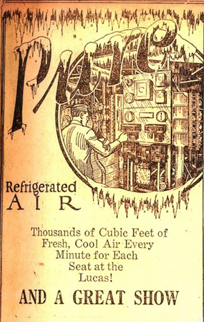 Lucas Theater refrigerated air ad circa 1927