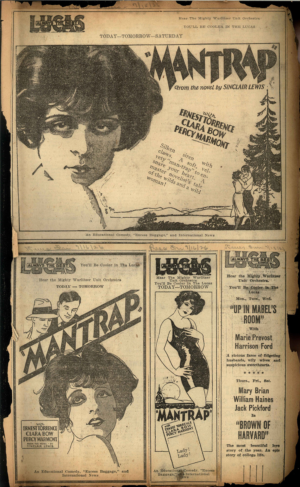 Lucas Theatre ad scrapbook 1920s